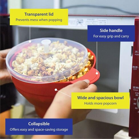 Microwave Popcorn Popper with Lids - Silicone - No Oil or Butter Required - Collapsible Bowls - BPA-Free - Movie Night Supplies - Blue in Kuwait