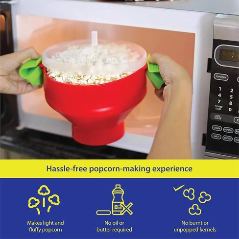 Microwave Popcorn Popper with Lids - Silicone - No Oil or Butter Required - Collapsible Bowls - BPA-Free - Movie Night Supplies - Blue in Kuwait