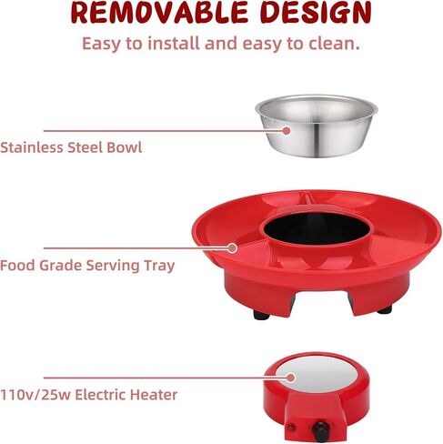 فوندو الشوكولاتة الكهربائية، صانع نافورة الشوكولاتة، صينية تقديم قابلة للإزالة ومجموعة وعاء فوندو الحلوى الكهربائية الفاخرة مع 4 شوك - رائعة لتغميس الوجبات الخفيفة والمارشميلو والخبز في الشوكولاتة والجبن in Kuwait