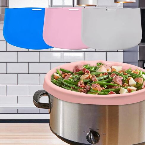 NASHARIA Crock Pot Liners: 3 PCS Silicone Crock Pot Liner Slow Cooker Liners and Waterproof & Dishwasher Safe Crock Pot Bags Liners for Oval or Round 6-8qt Pot (Pink Gray Blue) in Kuwait