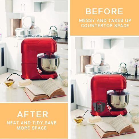 8 قطع منظم الحبل للأجهزة، منظم سلك الفراشة لأجهزة المطبخ يلتصق عليها، حامل سلك ملفوف ملفوف لخلاط الحامل، صانع القهوة، مقلاة الهواء، طنجرة ضغط (أسود + أبيض) in Kuwait