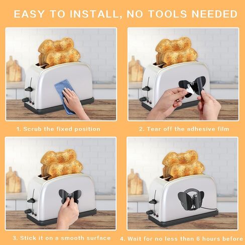 8 قطع منظم الحبل للأجهزة، منظم سلك الفراشة لأجهزة المطبخ يلتصق عليها، حامل سلك ملفوف ملفوف لخلاط الحامل، صانع القهوة، مقلاة الهواء، طنجرة ضغط (أسود + أبيض) in Kuwait