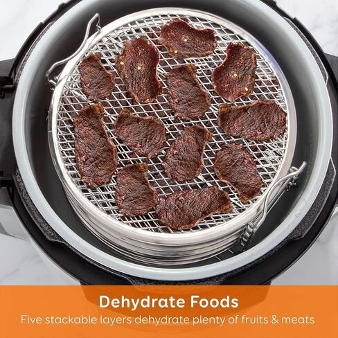 SICHEER Dehydrator Rack Compatible with Instant Pot Air Fryer Crisp Lid 6Qt | 5-Tier 304 Stainless Steel Drying Rack with Burr-Free Edges for Even Airflow, Ideal for Fruit, Jerky & Vegetable Dehydration in Kuwait