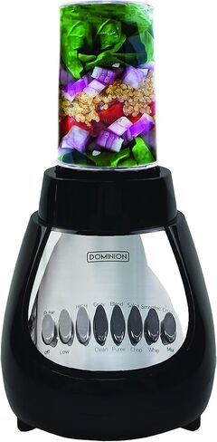 خلاط دومينيون بلند ماكس القوي للعصائر والمخفوقات، مفرمة طعام للصلصة والخضروات، مطحنة للمكسرات والأعشاب، 10 سرعات مع نبض، شفرة حادة متعددة المستويات من الفولاذ المقاوم للصدأ، أسود in Kuwait