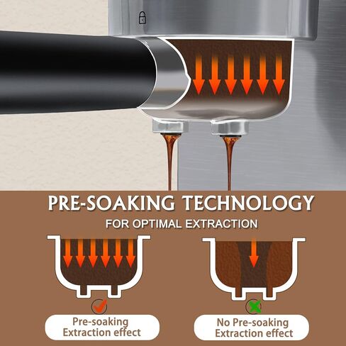 ماكينة اسبريسو سكاي هومو، ماكينة صنع قهوة اسبريسو 20 بار مع جهاز بخار الحليب، ماكينة صنع اسبريسو وكابتشينو لاتيه، ماكينة قهوة اسبريسو مع لوحة لمس رقمية، 1250 وات، ستانلس ستيل in Kuwait