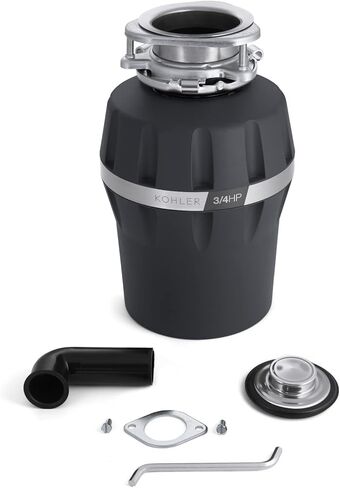 KOHLER 29361-CHR Reckon التخلص من القمامة مع تقليل الصوت، تغذية مستمرة 3/4 HP، سلك طاقة متضمن، فحمي in Kuwait