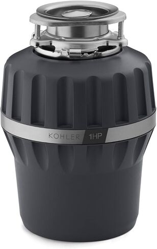 KOHLER 29361-CHR Reckon Garbage Disposal with Sound Reduction, 3/4 HP Continuous Feed, Power Cord Included, Charcoal in Saudi Arabia