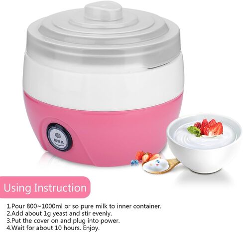 Ice Cream Maker Electric 1L Automatic Yogurt Machine, for Home(Pink) in Saudi Arabia