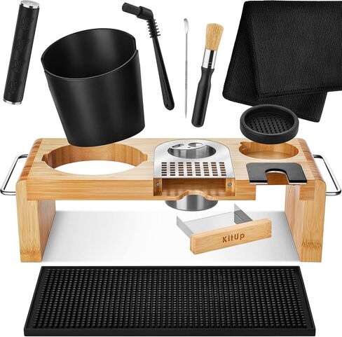 KitUp Espresso Knock Box and Tamp Station - Tamping Station with Tamp Stand and Coffee Tamper Holder - Espresso Machine Accessories for Home Coffee Bar or Commercial Cafe - Complete Coffee-Making Kit in Saudi Arabia