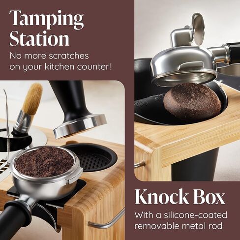 KitUp Espresso Knock Box and Tamp Station - Tamping Station with Tamp Stand and Coffee Tamper Holder - Espresso Machine Accessories for Home Coffee Bar or Commercial Cafe - Complete Coffee-Making Kit in Saudi Arabia