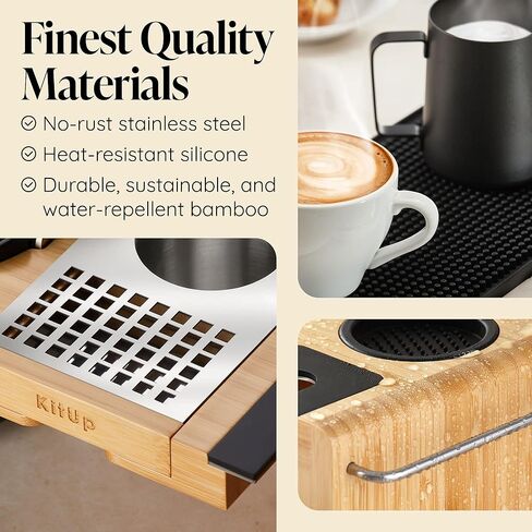 KitUp Espresso Knock Box and Tamp Station - Tamping Station with Tamp Stand and Coffee Tamper Holder - Espresso Machine Accessories for Home Coffee Bar or Commercial Cafe - Complete Coffee-Making Kit in Saudi Arabia
