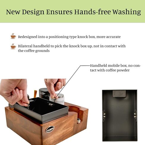 IKAPE V2 Espresso Knock Box, 54MM Espresso Coffee Organizer Box Fit for Storage 51 to 54MM Espresso Tamper, Distributor, Portafilter & Puck Screen Accessories, Natural Walnut Station Base (8 IN One) in Kuwait