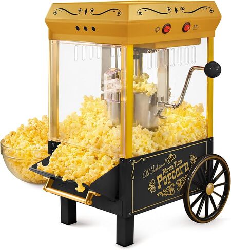 Nostalgia Popcorn Maker, 12 Cups, Coca-Cola Hot Air Popcorn Machine with Measuring Cap, Oil Free, Vintage Movie Theater Style, White and Red in Saudi Arabia