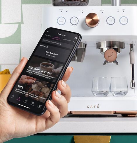 Café Bellissimo Semi Automatic Espresso Machine + Milk Frother | WiFi Connected| Built-In Bean Grinder, 15-Bar Pump & 95-Ounce Water Reservoir | Matte Black, C7CESAS3RD3 in Saudi Arabia