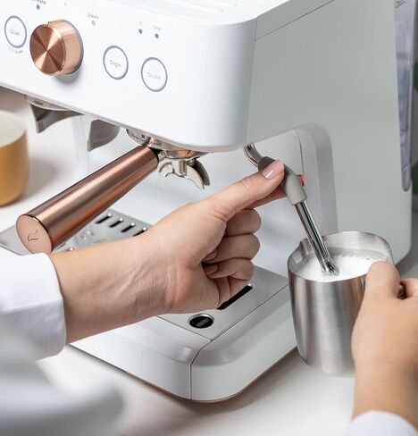 Café Bellissimo Semi Automatic Espresso Machine + Milk Frother | WiFi Connected| Built-In Bean Grinder, 15-Bar Pump & 95-Ounce Water Reservoir | Matte Black, C7CESAS3RD3 in Saudi Arabia