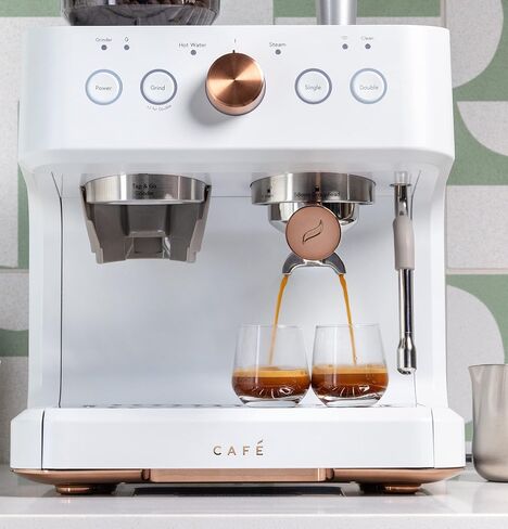 Café Bellissimo Semi Automatic Espresso Machine + Milk Frother | WiFi Connected| Built-In Bean Grinder, 15-Bar Pump & 95-Ounce Water Reservoir | Matte Black, C7CESAS3RD3 in Saudi Arabia