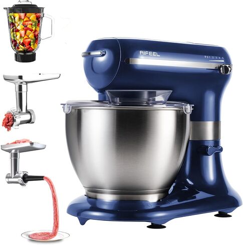 AIFEEL Stand Mixer, 800W Multifunction Electric Stand Mixer with 6.5 QT Stainless Steel Bowl,Meat Grinder,Dough Hook, Whisk, Beater,Juice Cup in Saudi Arabia