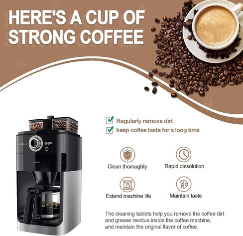 Espresso Machine Cleaning 100 Tablets For Breville, Jura, Miele, and Universal Coffee Machine for All Brands - Professional Coffee Grease and Residue Cleaner in Saudi Arabia