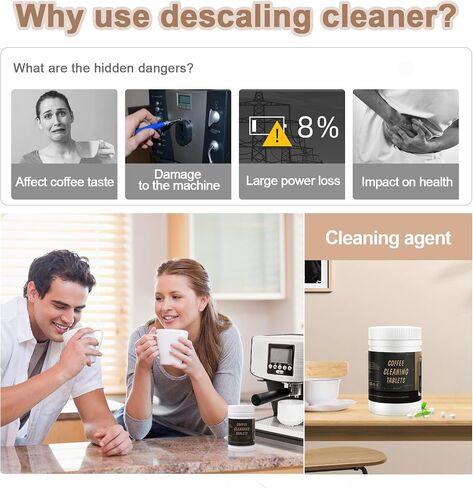 Espresso Machine Cleaning 100 Tablets For Breville, Jura, Miele, and Universal Coffee Machine for All Brands - Professional Coffee Grease and Residue Cleaner in Saudi Arabia