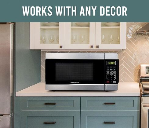 ميكروويف فاربروير كونترتوب 1000 واط، 1.1 قدم مكعب - فرن ميكروويف مع إضاءة LED وقفل للأطفال - مثالي للشقق والمساكن - الفولاذ المقاوم للصدأ سهل التنظيف in Kuwait