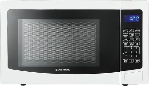 West Bend WB01100MWVW Microwave Oven Compact with 10 Power Levels and 6 Pre Cooking Settings, Speed Defrost, Electronic Control Panel and Glass Turntable, 1.1-Cu.Ft, White in Saudi Arabia