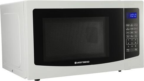 West Bend WB01100MWVW Microwave Oven Compact with 10 Power Levels and 6 Pre Cooking Settings, Speed Defrost, Electronic Control Panel and Glass Turntable, 1.1-Cu.Ft, White in Saudi Arabia