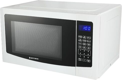 West Bend WB01100MWVW Microwave Oven Compact with 10 Power Levels and 6 Pre Cooking Settings, Speed Defrost, Electronic Control Panel and Glass Turntable, 1.1-Cu.Ft, White in Saudi Arabia