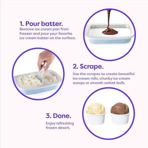 Klee 3-Piece Instant Ice Cream Maker Pan with Ice Cream Spade, Scraper and Recipes in Kuwait