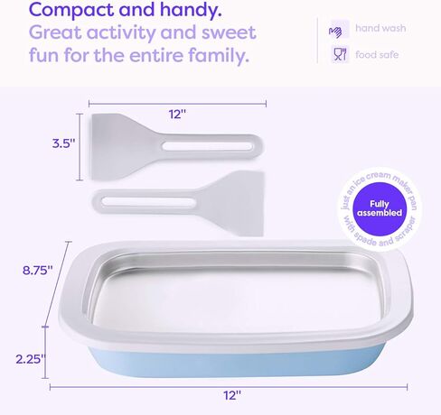 Klee 3-Piece Instant Ice Cream Maker Pan with Ice Cream Spade, Scraper and Recipes in Kuwait