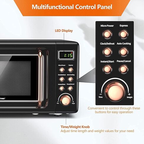 فرن ميكروويف ريترو مدمج من Moccha، 0.7 قدم مكعب، أفران ميكروويف على سطح الطاولة بقدرة 700 واط مع 5 طاقة صغيرة، وظيفة تأخير التشغيل، شاشة LED، قفل للأطفال (أبيض) in Kuwait