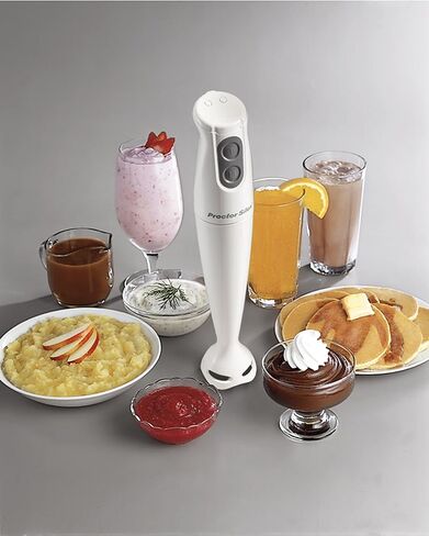 خلاط يدوي غمر كهربائي من بروكتر سيليكس مع عصا خلط يدوية قابلة للفصل وآمنة للاستخدام في غسالة الأطباق، سرعتان، 150 واط، أبيض (59739) in Kuwait