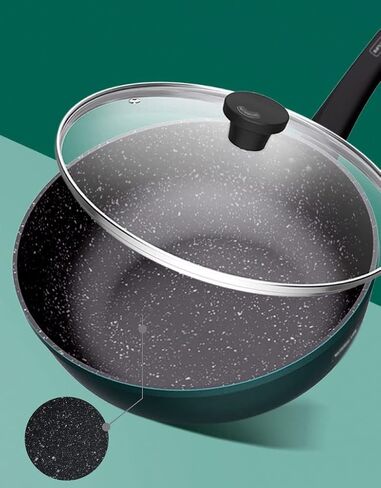 WXLBHD Wok Pan Skillet, 28CM Frying Pan with Lid, Nonstick Wok for Cooking Electric, Induction & Gas Stoves, Oven Safe in Saudi Arabia