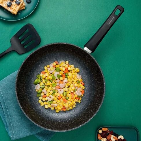 WXLBHD Wok Pan Skillet, 28CM Frying Pan with Lid, Nonstick Wok for Cooking Electric, Induction & Gas Stoves, Oven Safe in Saudi Arabia