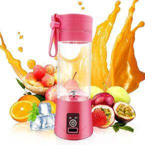 Portable Blender,Personal Blender for Shakes and Smoothies,Personal Size Blenders with USB Rechargeable Mini Fruit Juice Mixer, Mini Juicer Smoothie Blender Bottles Travel 380ML,Pink in Saudi Arabia