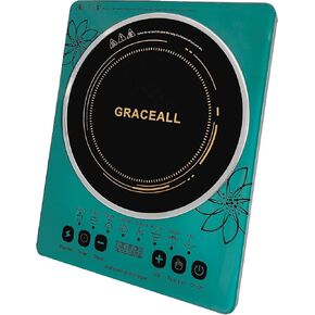 GRACEALL كونترتوب التعريفي موقد كهربائي محمول موقد طباخ واحد موقد كهربائي لوح تسخين للطهي، 2200 واط 110-120 فولت سطح طهي أخضر مع شاشة تعمل باللمس ومؤقت in Kuwait
