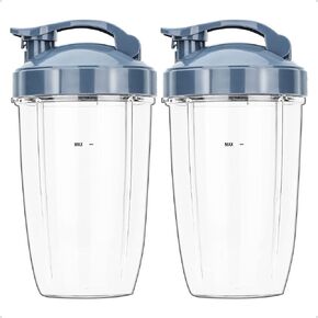 قطعتان من قطع غيار اكواب 32 اونصة مع غطاء قلاب علوي وحشيات مطاطية من فنميت متوافقة مع ملحقات خلاط نوتري بوليت 600 واط / 900 واط in Kuwait