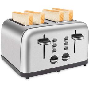 4 Slice Toaster, Extra Wide Slot for Bread, Stainless Steel, 6 Shade Settings, Bagel/Defrost/Cancel with Removal Crumb Tray (30222)
