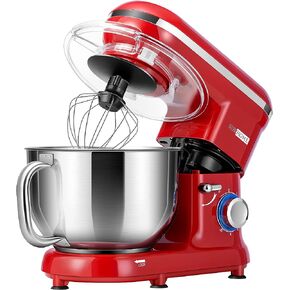 VIVOHOME Stand Mixer, 660W 10 Speed 6 Quart Tilt-Head Kitchen Electric Food Mixer with Beater, Dough Hook, Wire Whip and Egg Separator, Red