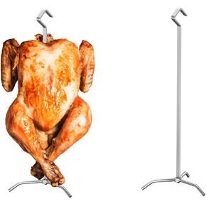 Turkey Hanger, Turkey Rack for Smoker,Three-legged Bracket Grill Super Skewers for Smoke, Vertical Chicken Rack for Smoking Whole Chicken/Turkey, Poultry Hanger for Pit Barrel, Green Egg Smoker,4 PACK