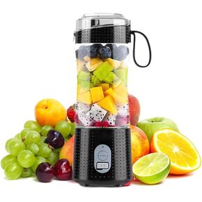 Handzee Portable Mini Blender - 13Oz USB Rechargeable Personal Size Blender, with 6 Blades BPA-Free Plastic Juicer Cup For Shakes and Smoothies, Small Blender For Home Sports Outdoors Travel Blender