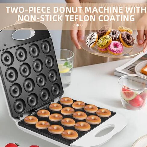 Mini Donut Maker, Mini pancakes maker Machine for Breakfast, Snacks, Desserts & More with Non-stick Surface, cake machine, Double-sided heating Makes 16 Doughnuts in Saudi Arabia