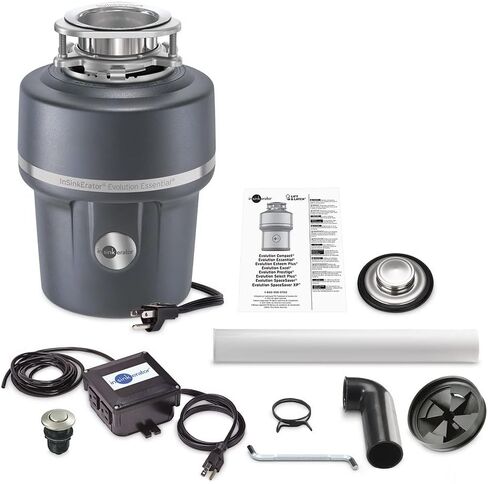 InSinkErator Garbage Disposal with Power Cord & Air Switch, Evolution Essential XTR, Quiet Series, 3/4 HP Continuous Feed, Gray in Saudi Arabia
