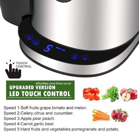SOMOYA عصارة الحمضيات آلة عصارة الطرد المركزي، مستخرج العصير الكهربائي، نسخة مطورة سهلة التنظيف، تحكم باللمس LED مع فم كبير 3 بوصات تغذية للفواكه والخضروات الكاملة، ستانلس ستيل 800 وات حجم كبير in Kuwait