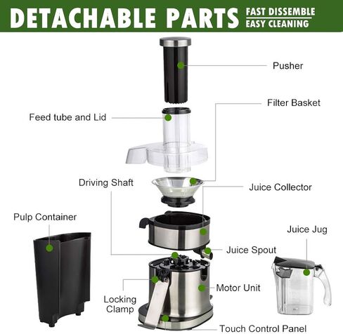 SOMOYA عصارة الحمضيات آلة عصارة الطرد المركزي، مستخرج العصير الكهربائي، نسخة مطورة سهلة التنظيف، تحكم باللمس LED مع فم كبير 3 بوصات تغذية للفواكه والخضروات الكاملة، ستانلس ستيل 800 وات حجم كبير in Kuwait