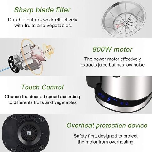 SOMOYA عصارة الحمضيات آلة عصارة الطرد المركزي، مستخرج العصير الكهربائي، نسخة مطورة سهلة التنظيف، تحكم باللمس LED مع فم كبير 3 بوصات تغذية للفواكه والخضروات الكاملة، ستانلس ستيل 800 وات حجم كبير in Kuwait