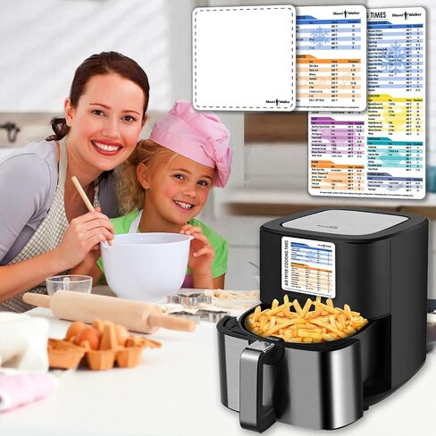 Air Fryer Magnetic Cheat Sheet Set (1 Set of 3 Pcs) - Air Fryer Accessories Cook Times Chart, Air Fryer Cookbook Recipe Cards, Kitchen Accessories with Dry Erase Fridge Whiteboard, Black in Saudi Arabia