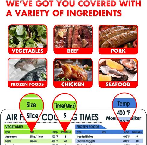 Air Fryer Magnetic Cheat Sheet Set (1 Set of 3 Pcs) - Air Fryer Accessories Cook Times Chart, Air Fryer Cookbook Recipe Cards, Kitchen Accessories with Dry Erase Fridge Whiteboard, Black in Saudi Arabia