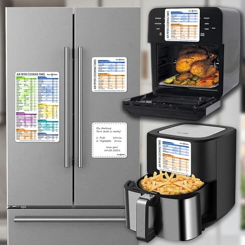 Air Fryer Magnetic Cheat Sheet Set (1 Set of 3 Pcs) - Air Fryer Accessories Cook Times Chart, Air Fryer Cookbook Recipe Cards, Kitchen Accessories with Dry Erase Fridge Whiteboard, Black in Saudi Arabia