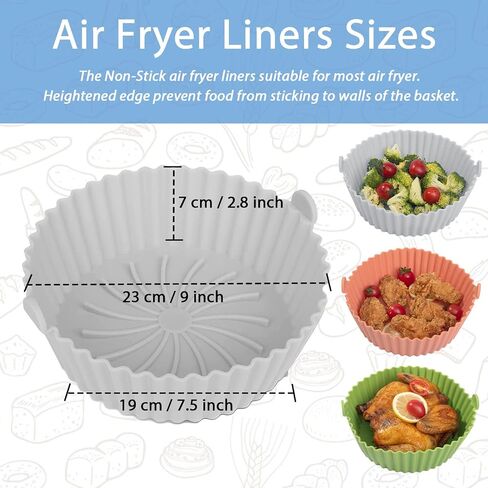 Air Fryer Silicone Liners - Reusable Non-stick Air Fryer Silicone Pot Liner Compatible with COSORI Air Fryer Basket Accessories, Fit 3-6 Qt in Kuwait