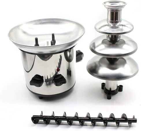 نوافير الشوكولاتة، نافورة فوندو الشوكولاتة الصغيرة، 4 طبقات من الفولاذ المقاوم للصدأ آلة ذوبان نافورة الشوكولاتة، مثالية لحفلات الزفاف، 110 فولت 170 وات (مخزون أمريكي) in Kuwait